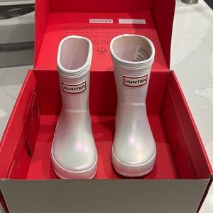Hunter Iridescent White Kids' Boots